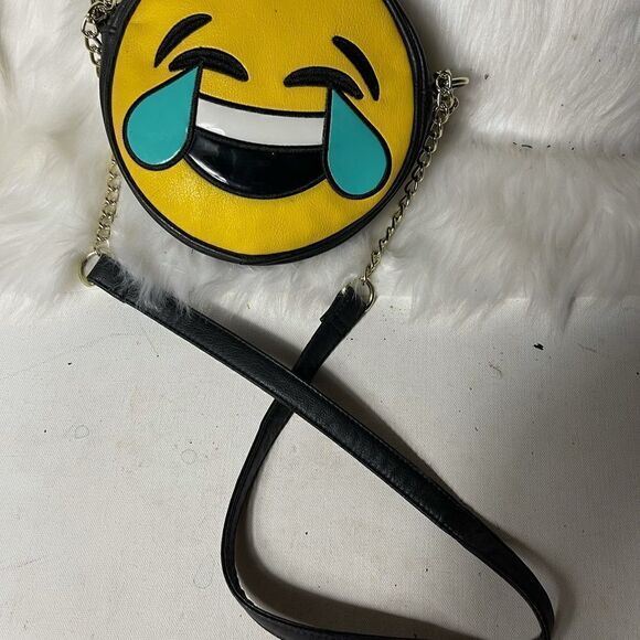 Olivia Miller Handbags - Olivia Miller the collection Emoji smiley yellow and black crossbody.